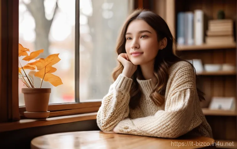 기업경영지도사와 디지털 트랜스포메이션 - **Prompt 1: Cozy Cafe Scene**
    A young woman, approximately 20-25 years old, with shoulder-length...