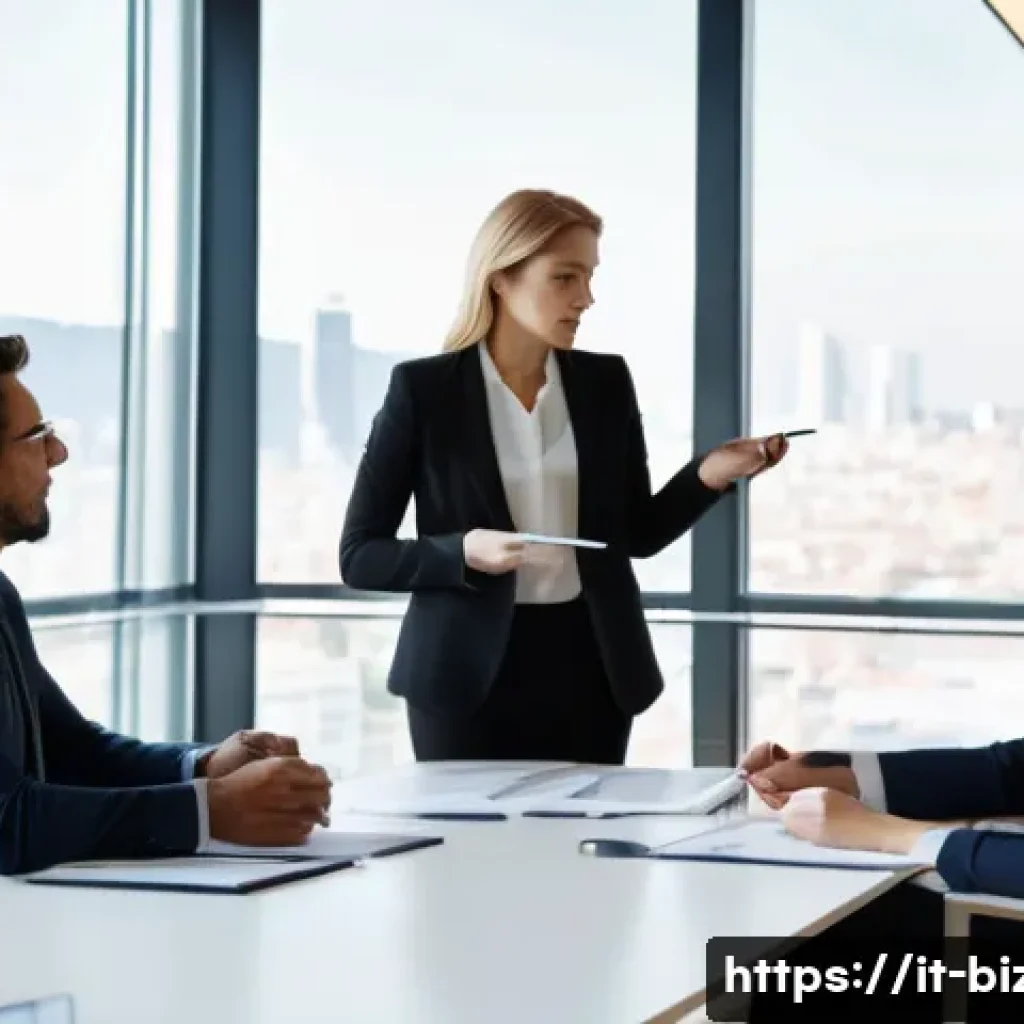 기업경영지도사 자격증의 가치와 한계 - A diverse group of five business professionals, including a female consultant in her late 30s wearin...