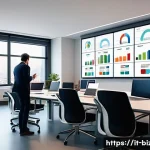 기업경영지도사와 사업 성과 평가 사례 - A modern Italian small business office setting with professionals analyzing real-time performance da...