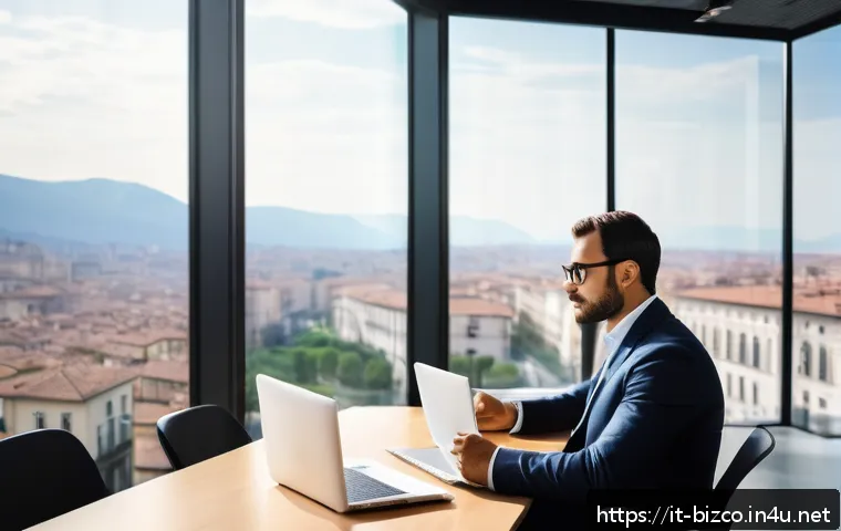 기업경영지도사 자격증 준비 방법 - A professional business consultant in a modern Italian office setting, attentively listening to a di...