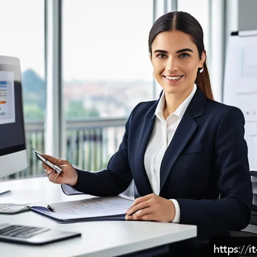 기업경영지도사와 인턴 경험 활용 - A professional Italian businesswoman in a modern Milan office, dressed in elegant business attire, c...