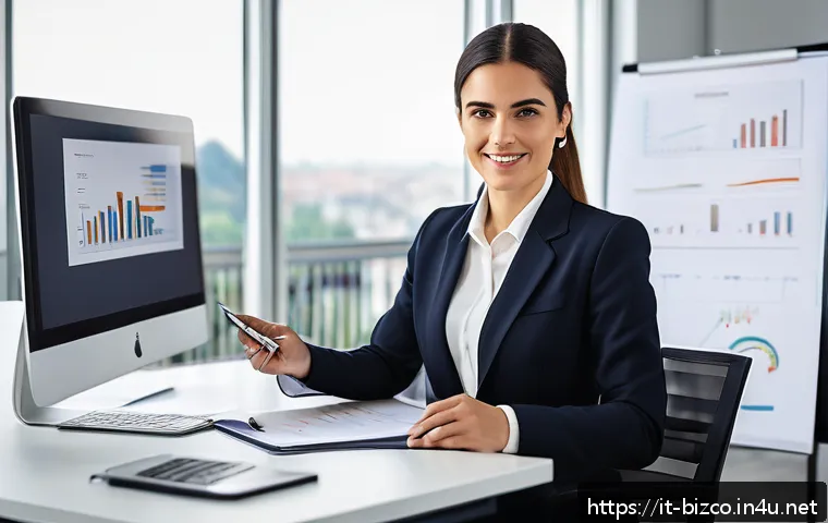 기업경영지도사와 인턴 경험 활용 - A professional Italian businesswoman in a modern Milan office, dressed in elegant business attire, c...