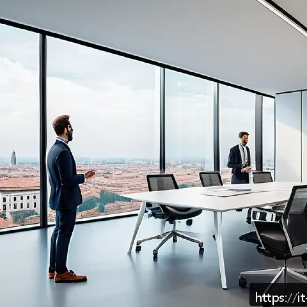 기업경영지도사로서의 데이터 기반 의사결정 - A modern office scene showcasing a diverse team of Italian business professionals collaborating arou...